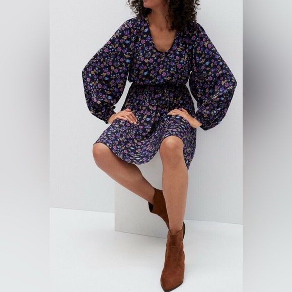 Banana Republic Dresses & Skirts - Midnight Floral Satin Dress